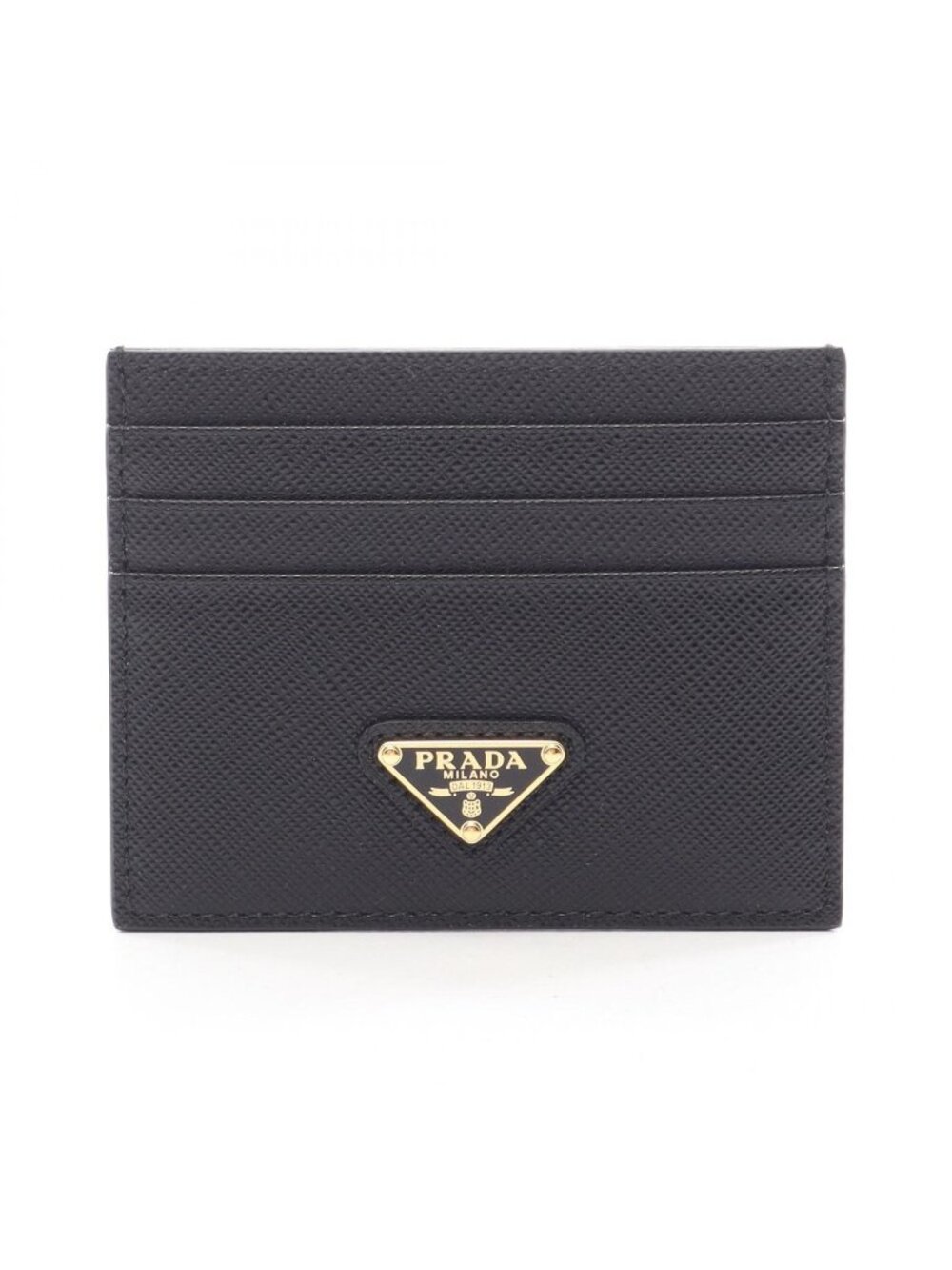 Prada Card Case Saffiano Triang Leather
